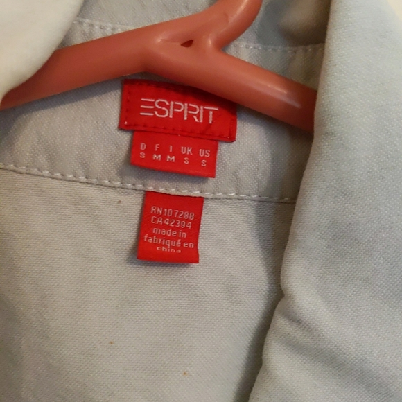 Espirit Women's Blouse Button Down 3/4 Length Sleeve Blue Size Small S Collared - Picture 2 of 6